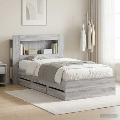vidaXL Bed Frame with Storage Grey Sonoma 80 x 200 cm Engineered Wood