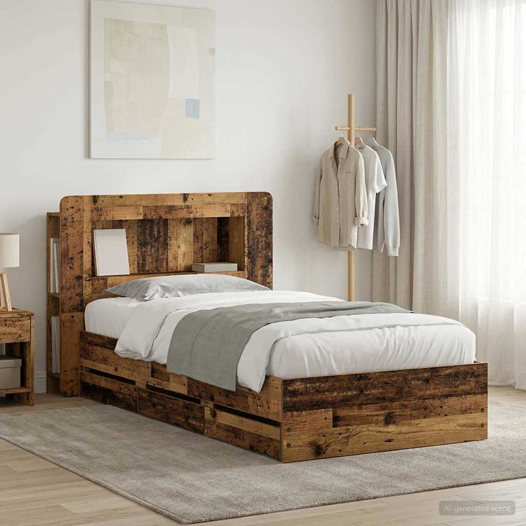 vidaXL Bed Frame with Storage Old Wood 80 x 200 cm Engineered Wood