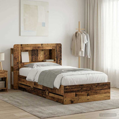 vidaXL Bed Frame with Storage Old Wood 80 x 200 cm Engineered Wood