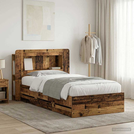 vidaXL Bed Frame with Storage Old Wood 80 x 200 cm Engineered Wood
