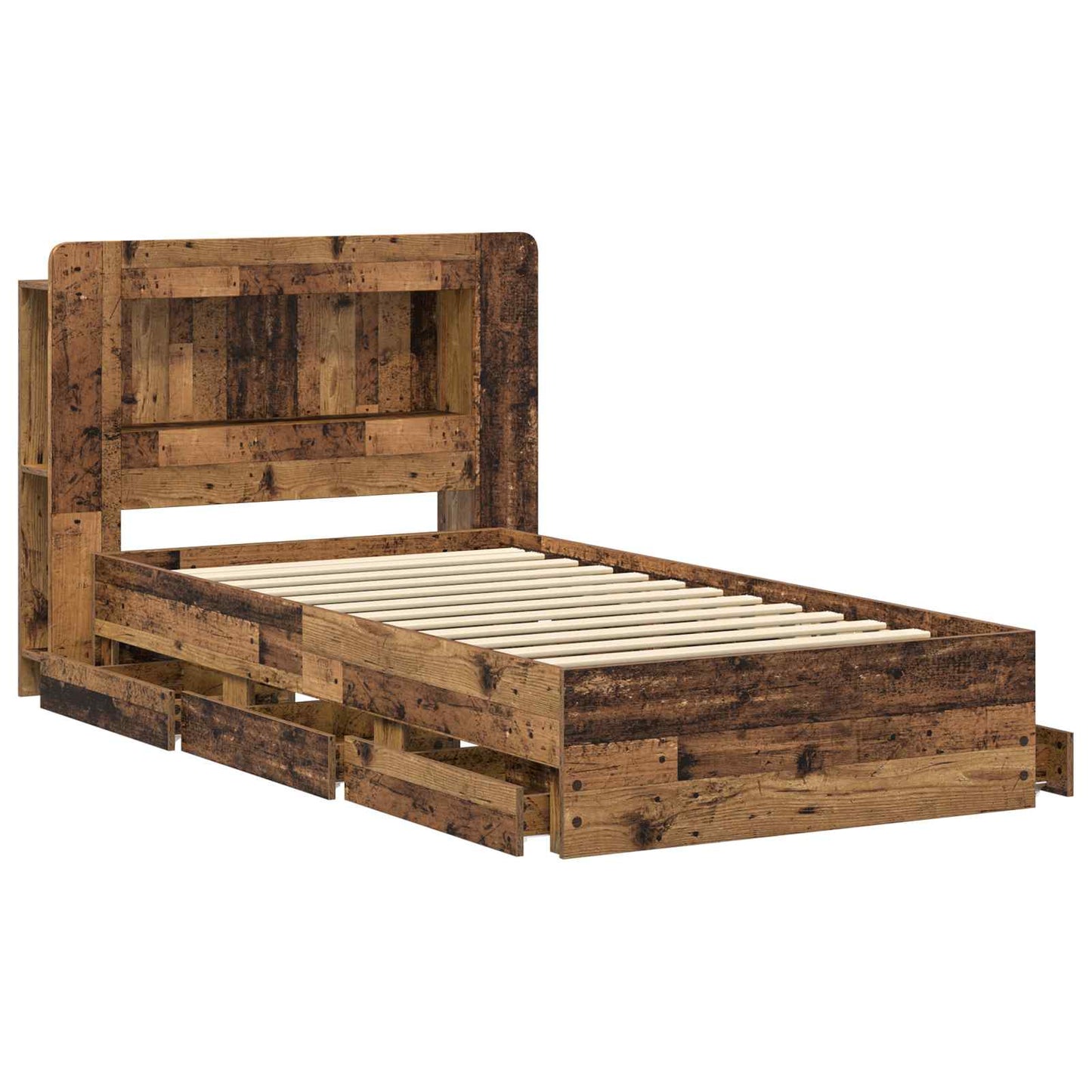 vidaXL Bed Frame with Storage Old Wood 80 x 200 cm Engineered Wood