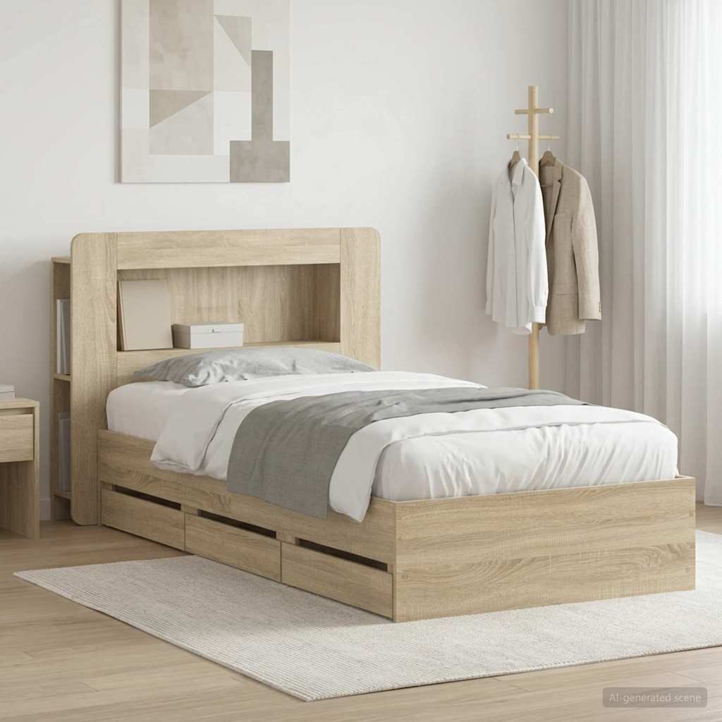 vidaXL Bed Frame with Storage Sonoma Oak 80 x 200 cm Engineered Wood