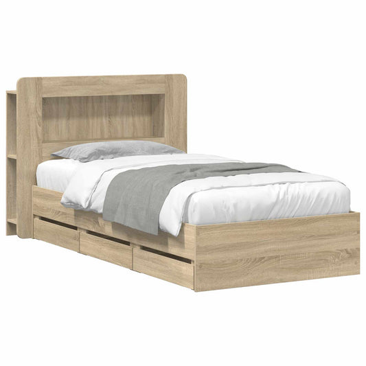 vidaXL Bed Frame with Storage Sonoma Oak 80 x 200 cm Engineered Wood