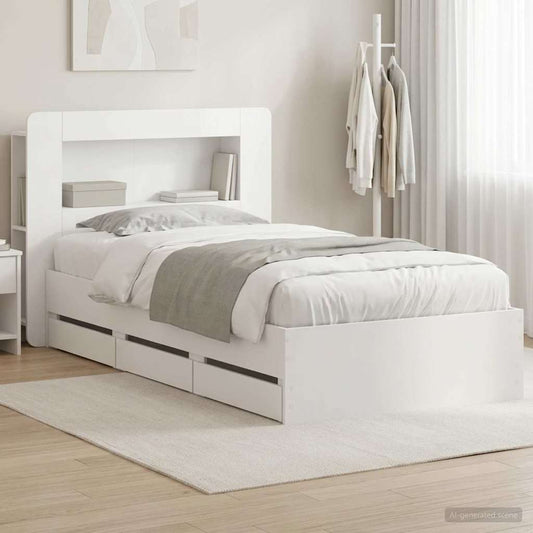 vidaXL Bed Frame with Storage White 80 x 200 cm Engineered Wood