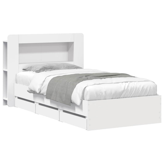 vidaXL Bed Frame with Storage White 80 x 200 cm Engineered Wood