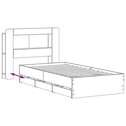 vidaXL Bed Frame with Storage Black 90 x 190 cm Engineered Wood