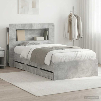 vidaXL Bed Frame with Storage with Headboard Concrete Grey 90 x 190 cm