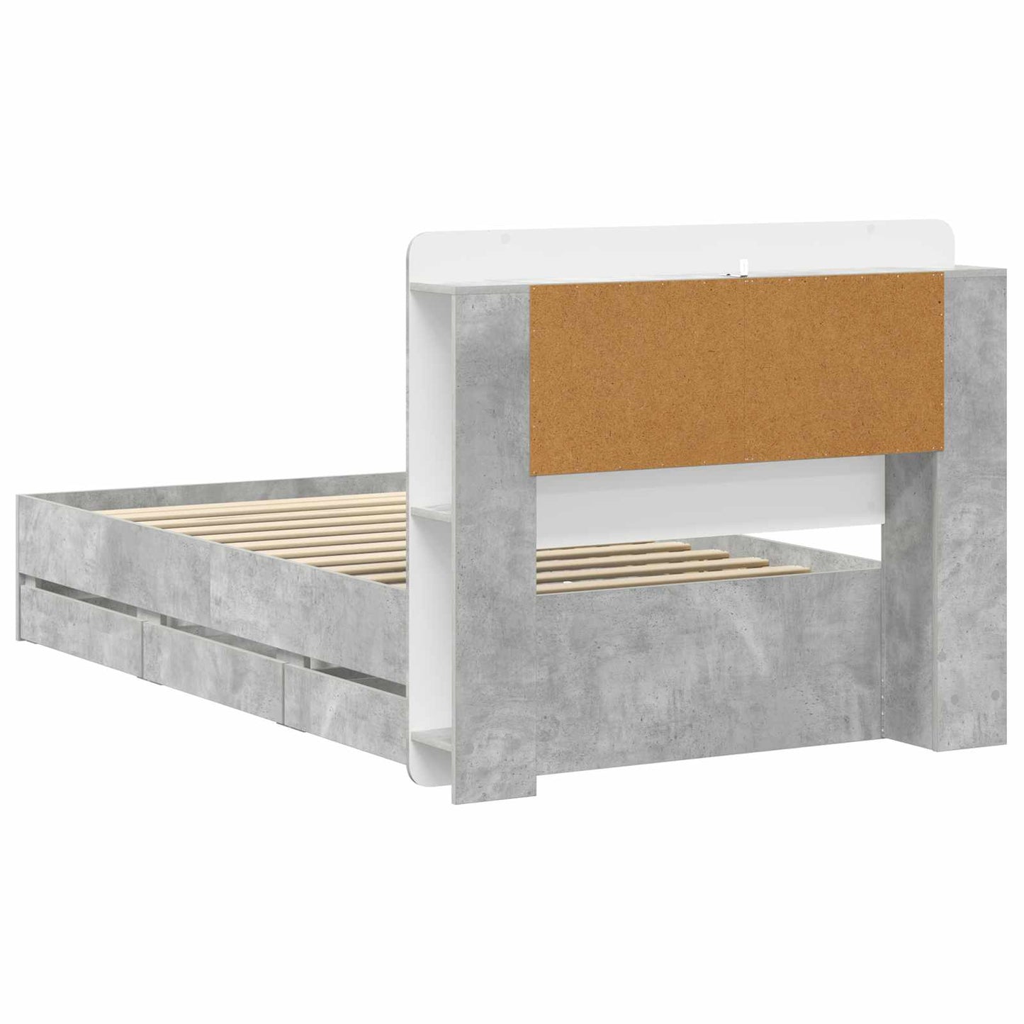 vidaXL Bed Frame with Storage with Headboard Concrete Grey 90 x 190 cm