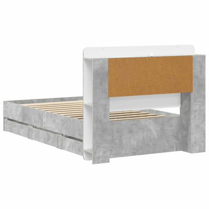 vidaXL Bed Frame with Storage with Headboard Concrete Grey 90 x 190 cm