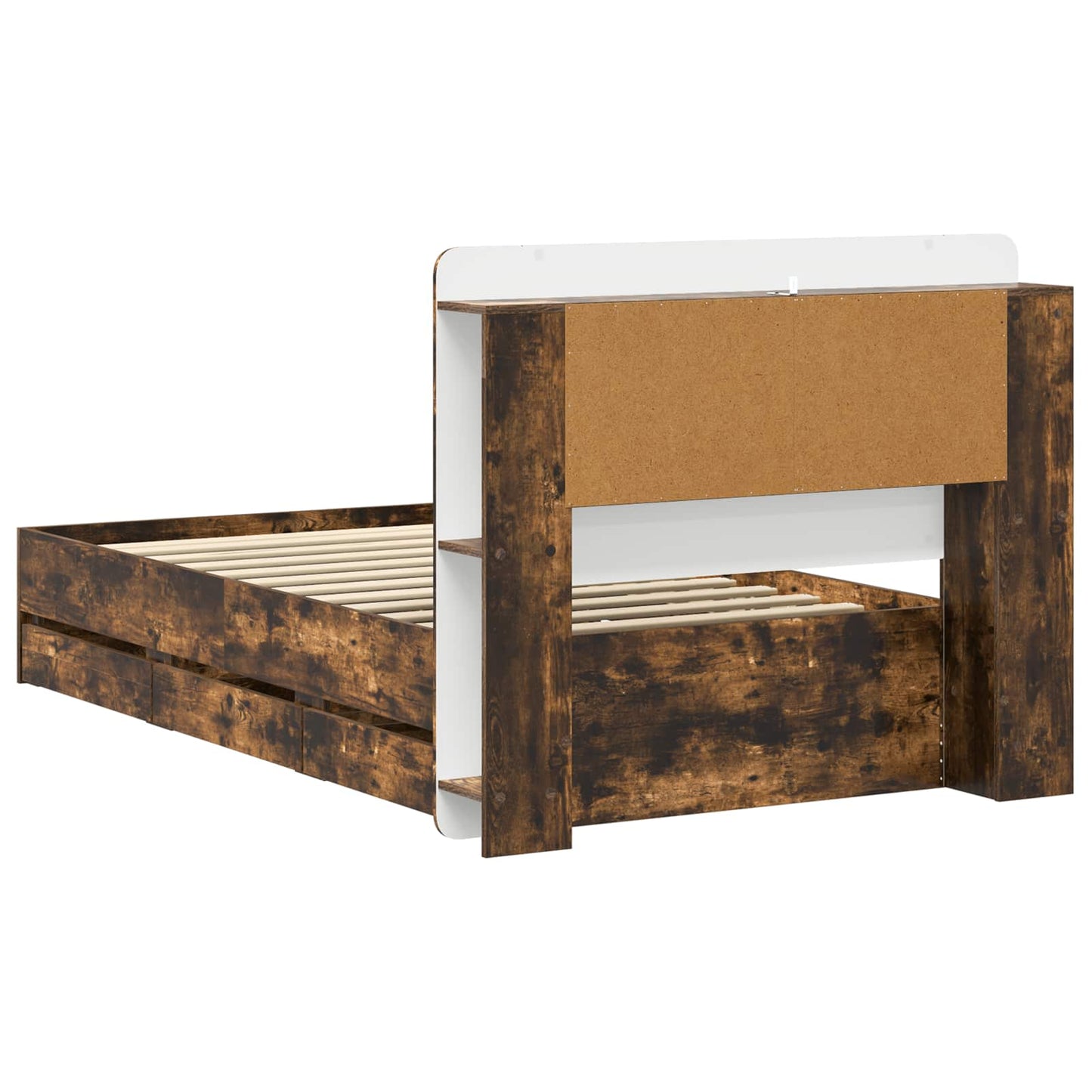 vidaXL Bed Frame with Storage Smoked Oak 90 x 190 cm Engineered Wood
