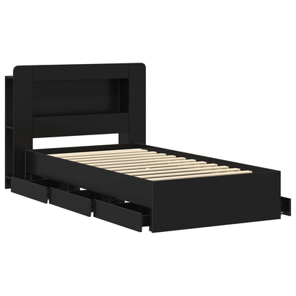 vidaXL Bed Frame with Storage Black 100 x 200 cm Engineered Wood