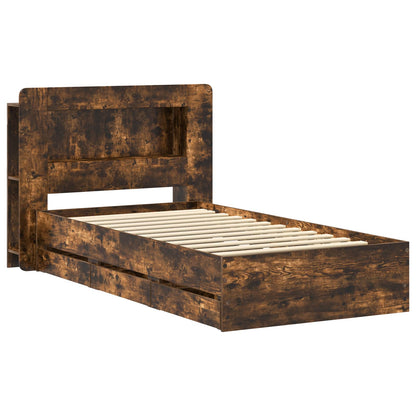 vidaXL Bed Frame with Storage Smoked Oak 100 x 200 cm Engineered Wood
