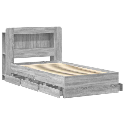 vidaXL Bed Frame with Storage and Headboard Grey Sonoma 90 x 200 cm