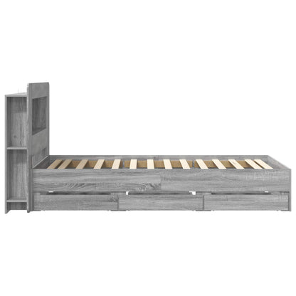 vidaXL Bed Frame with Storage and Headboard Grey Sonoma 90 x 200 cm
