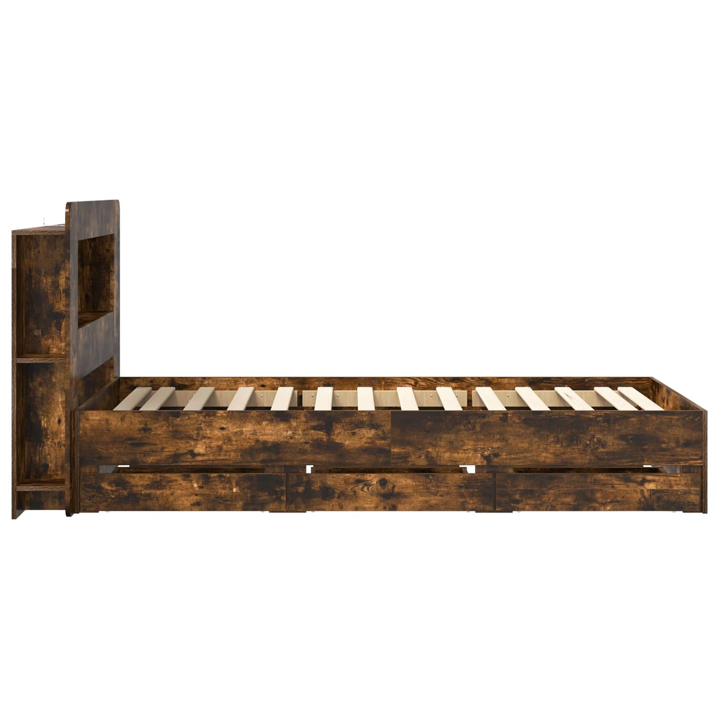 vidaXL Bed Frame with Storage Smoked Oak 90 x 200 cm Engineered Wood