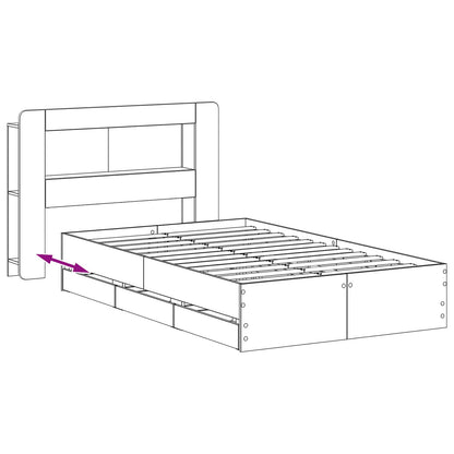 vidaXL Bed Frame with Storage Smoked Oak 120 x 190 cm Engineered Wood