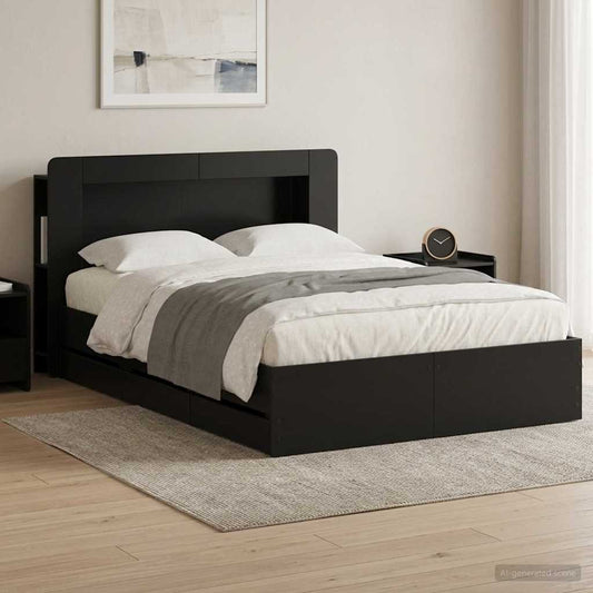 vidaXL Bed Frame with Storage Black 150 x 200 cm Engineered Wood