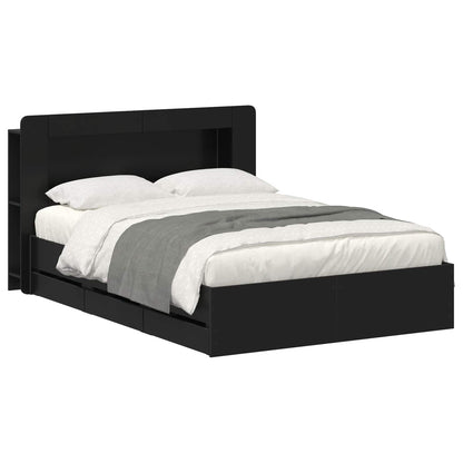 vidaXL Bed Frame with Storage Black 150 x 200 cm Engineered Wood