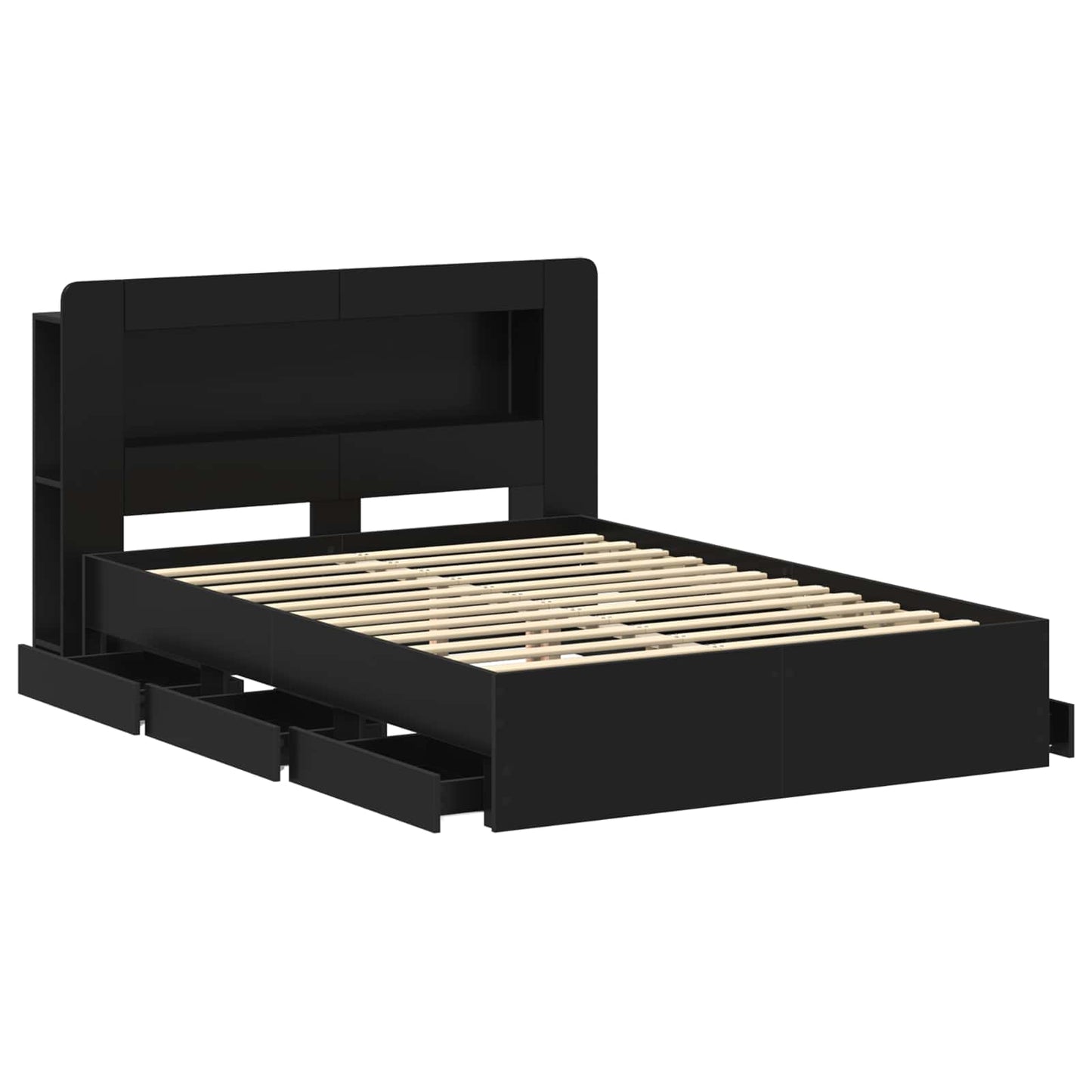 vidaXL Bed Frame with Storage Black 150 x 200 cm Engineered Wood