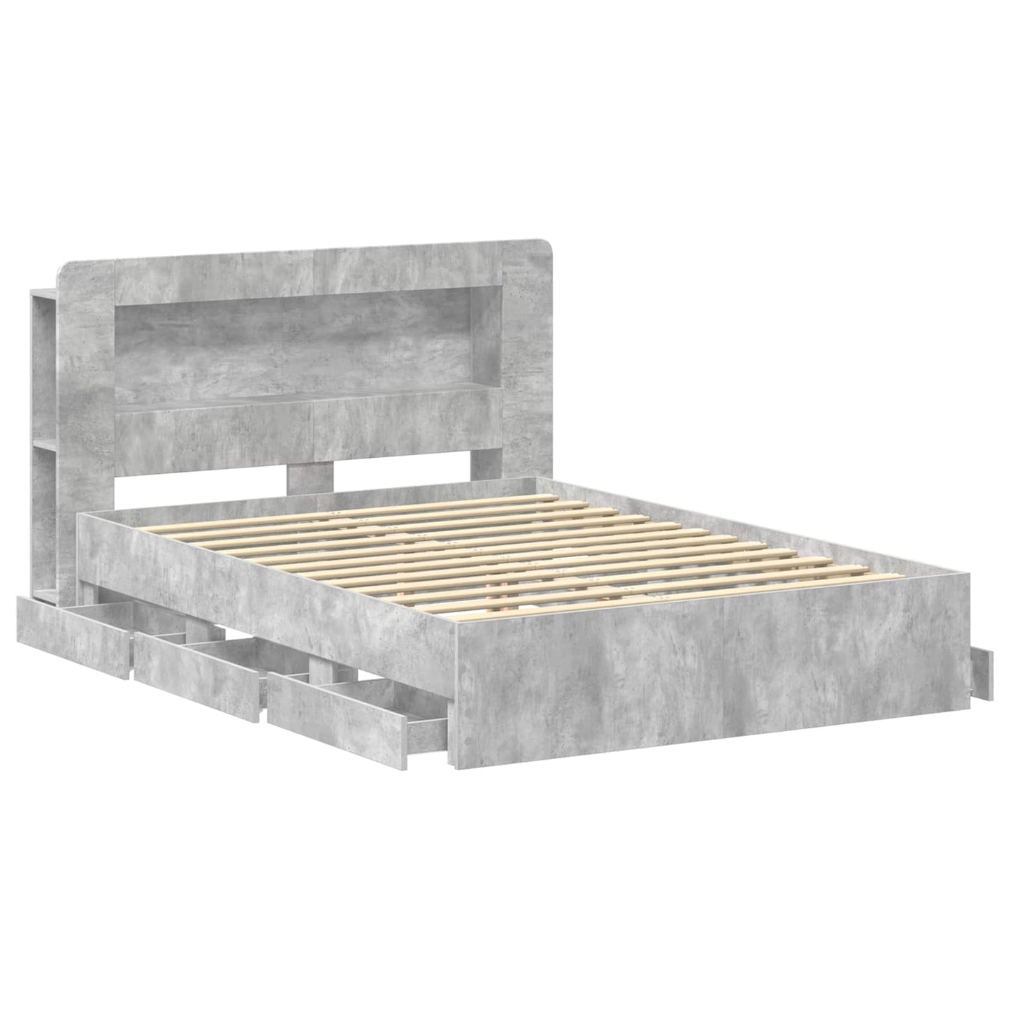 vidaXL Bed Frame with Storage Concrete Grey 150 x 200 cm