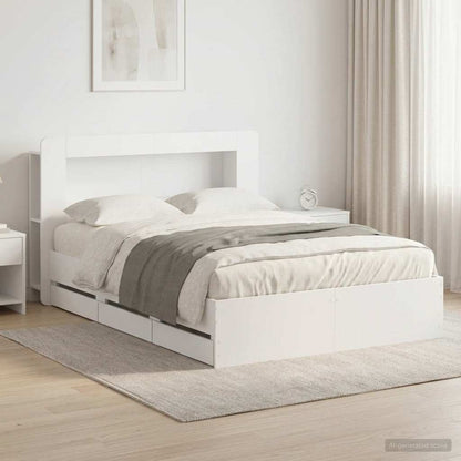 vidaXL Bed Frame with Storage White 150 x 200 cm Engineered Wood