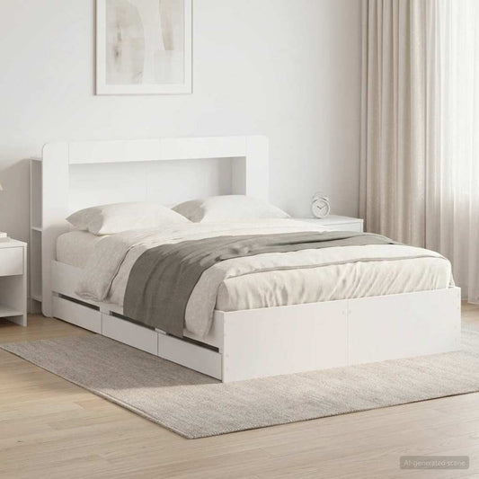 vidaXL Bed Frame with Storage White 150 x 200 cm Engineered Wood