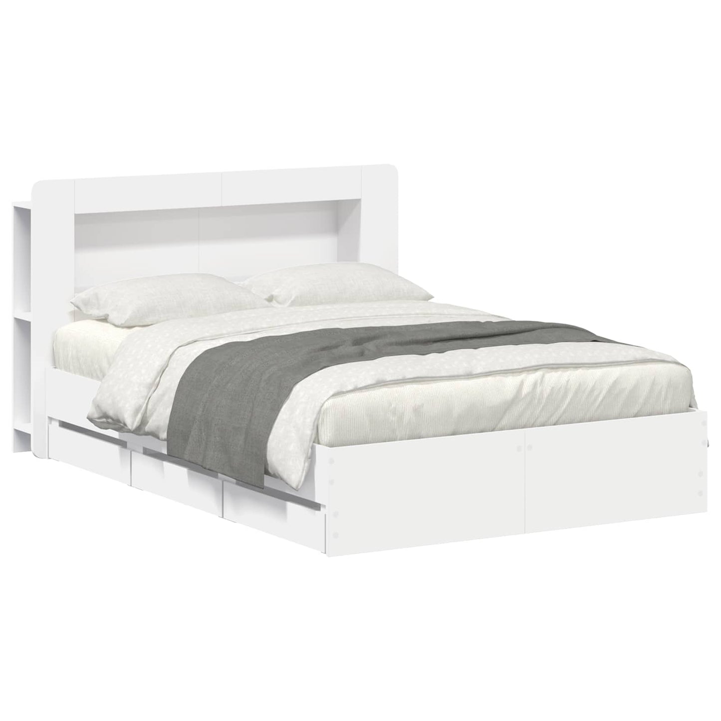 vidaXL Bed Frame with Storage White 150 x 200 cm Engineered Wood