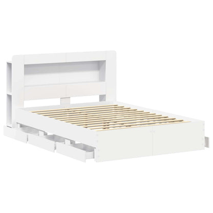 vidaXL Bed Frame with Storage White 150 x 200 cm Engineered Wood