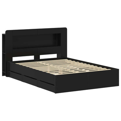 vidaXL Bed Frame with Storage Black 160 x 200 cm Engineered Wood