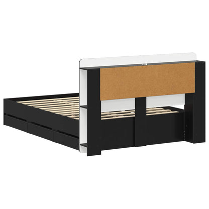 vidaXL Bed Frame with Storage Black 160 x 200 cm Engineered Wood