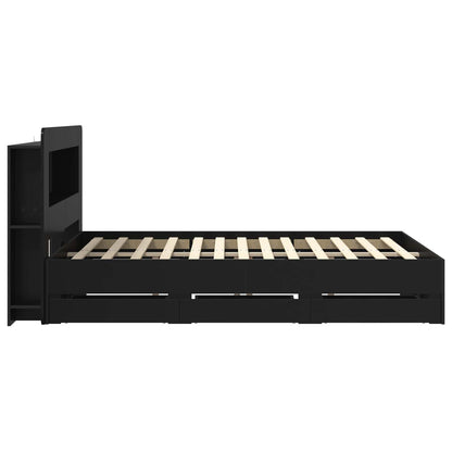 vidaXL Bed Frame with Storage Black 160 x 200 cm Engineered Wood