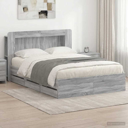 vidaXL Bed Frame with Storage Grey Sonoma 160 x 200 cm Engineered Wood