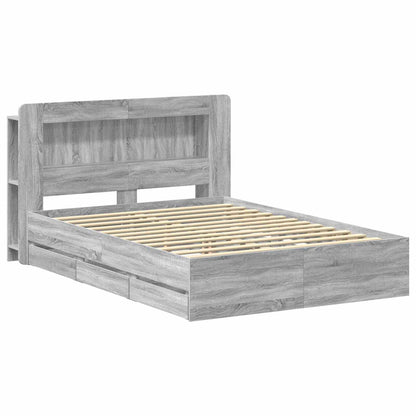 vidaXL Bed Frame with Storage Grey Sonoma 160 x 200 cm Engineered Wood