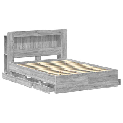 vidaXL Bed Frame with Storage Grey Sonoma 160 x 200 cm Engineered Wood