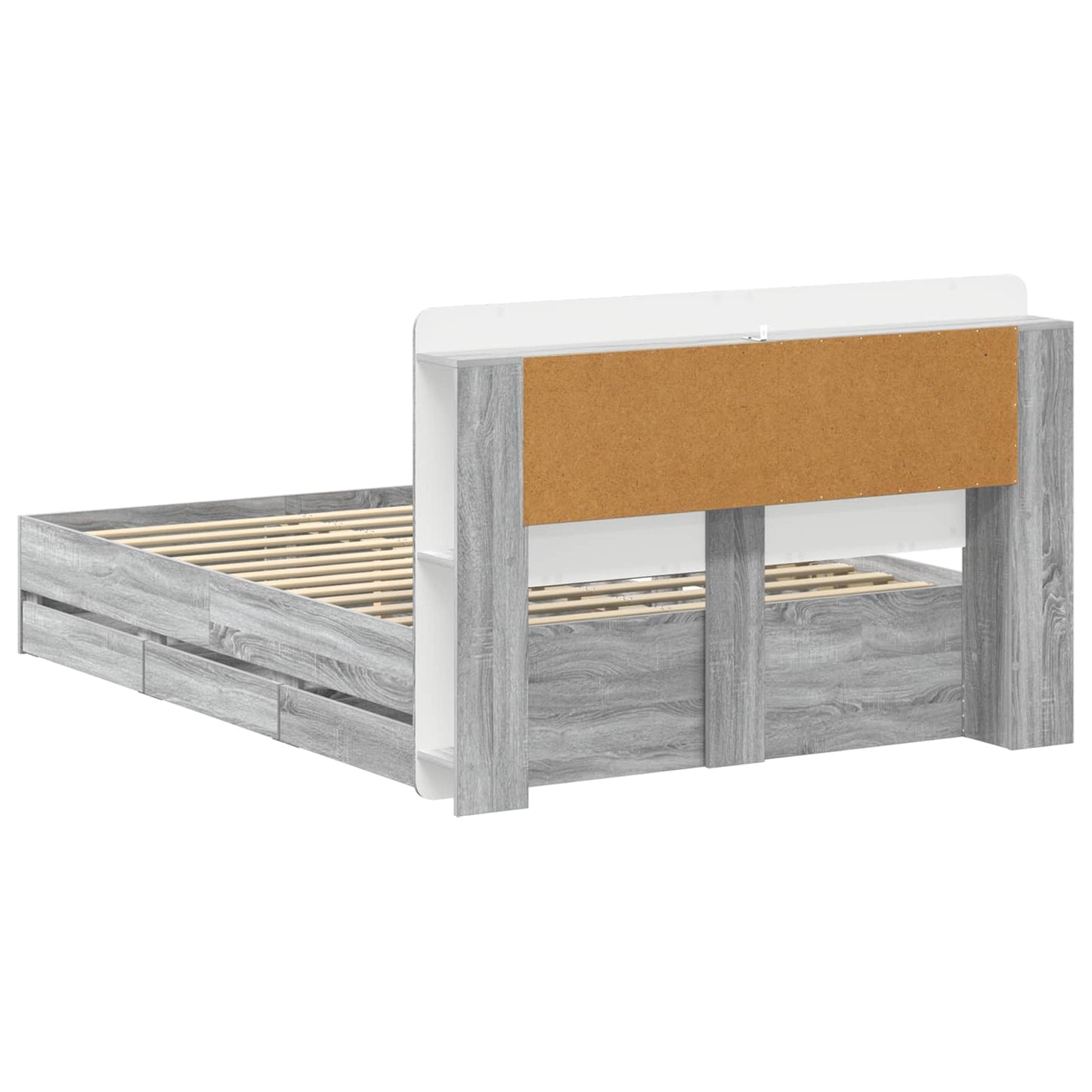 vidaXL Bed Frame with Storage Grey Sonoma 160 x 200 cm Engineered Wood