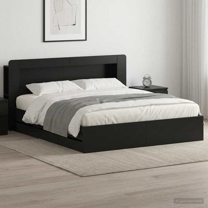 vidaXL Bed Frame with Storage Black 180 x 200 cm Engineered Wood
