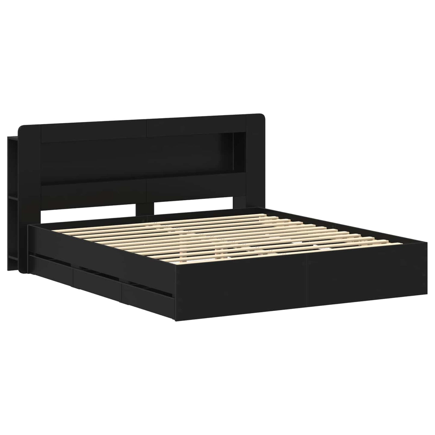 vidaXL Bed Frame with Storage Black 180 x 200 cm Engineered Wood