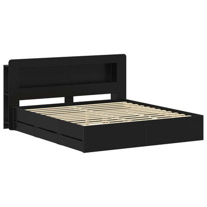 vidaXL Bed Frame with Storage Black 180 x 200 cm Engineered Wood
