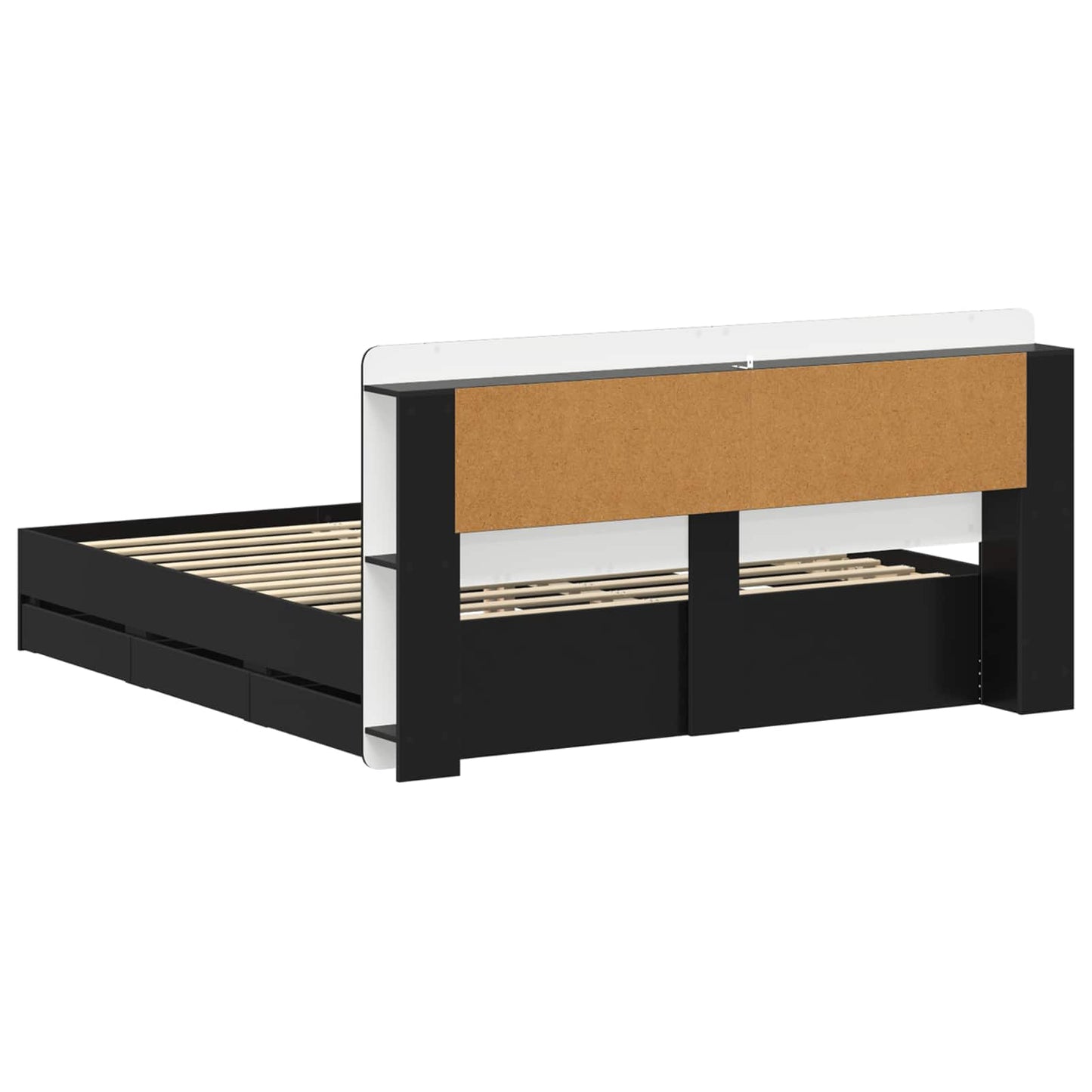 vidaXL Bed Frame with Storage Black 180 x 200 cm Engineered Wood