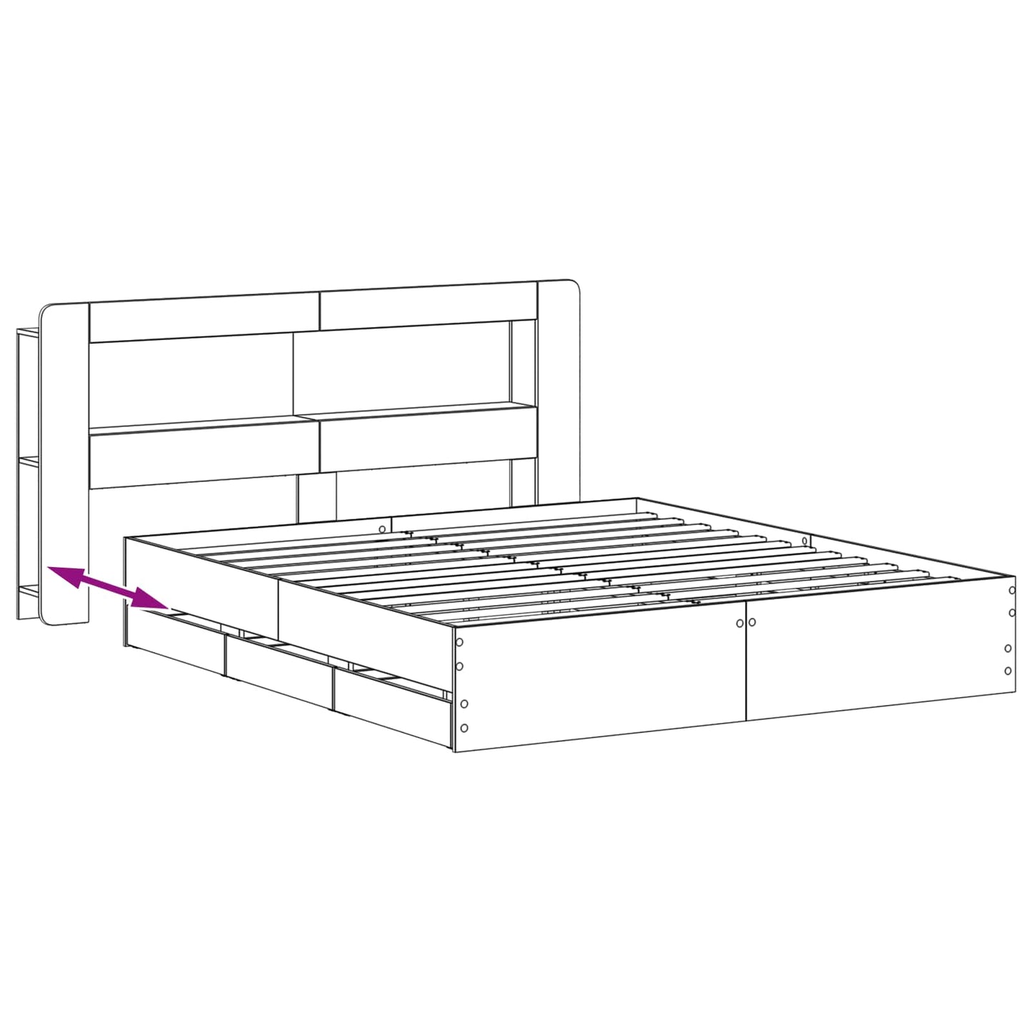 vidaXL Bed Frame with Storage Black 180 x 200 cm Engineered Wood