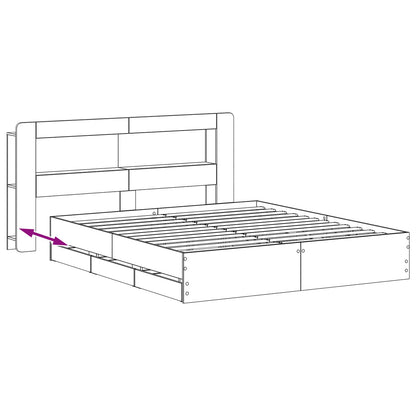 vidaXL Bed Frame with Storage Black 180 x 200 cm Engineered Wood