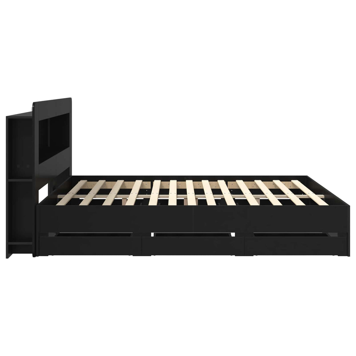 vidaXL Bed Frame with Storage and Headboard Black 180 x 200 cm