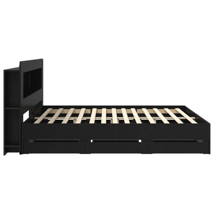 vidaXL Bed Frame with Storage Black 180 x 200 cm Engineered Wood