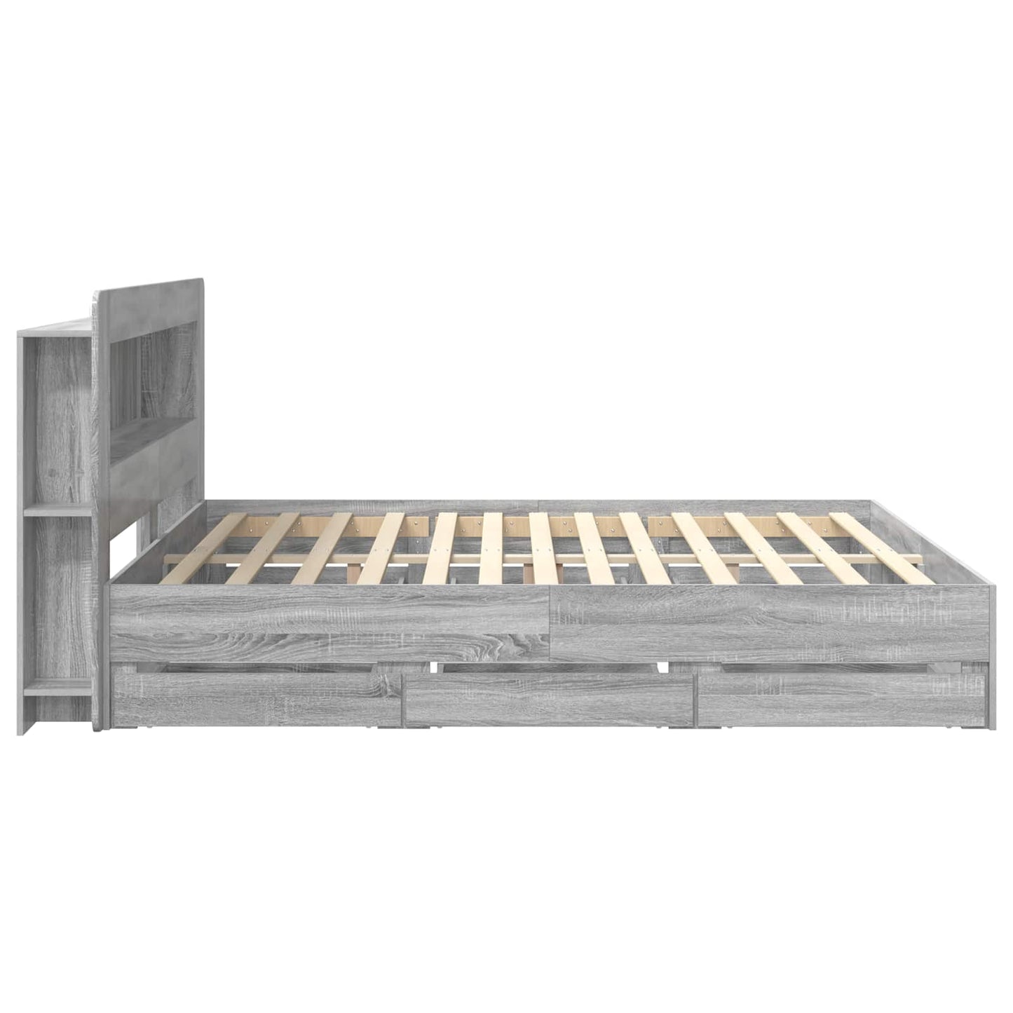 vidaXL Bed Frame with Storage and Headboard Grey Sonoma 200 x 200 cm