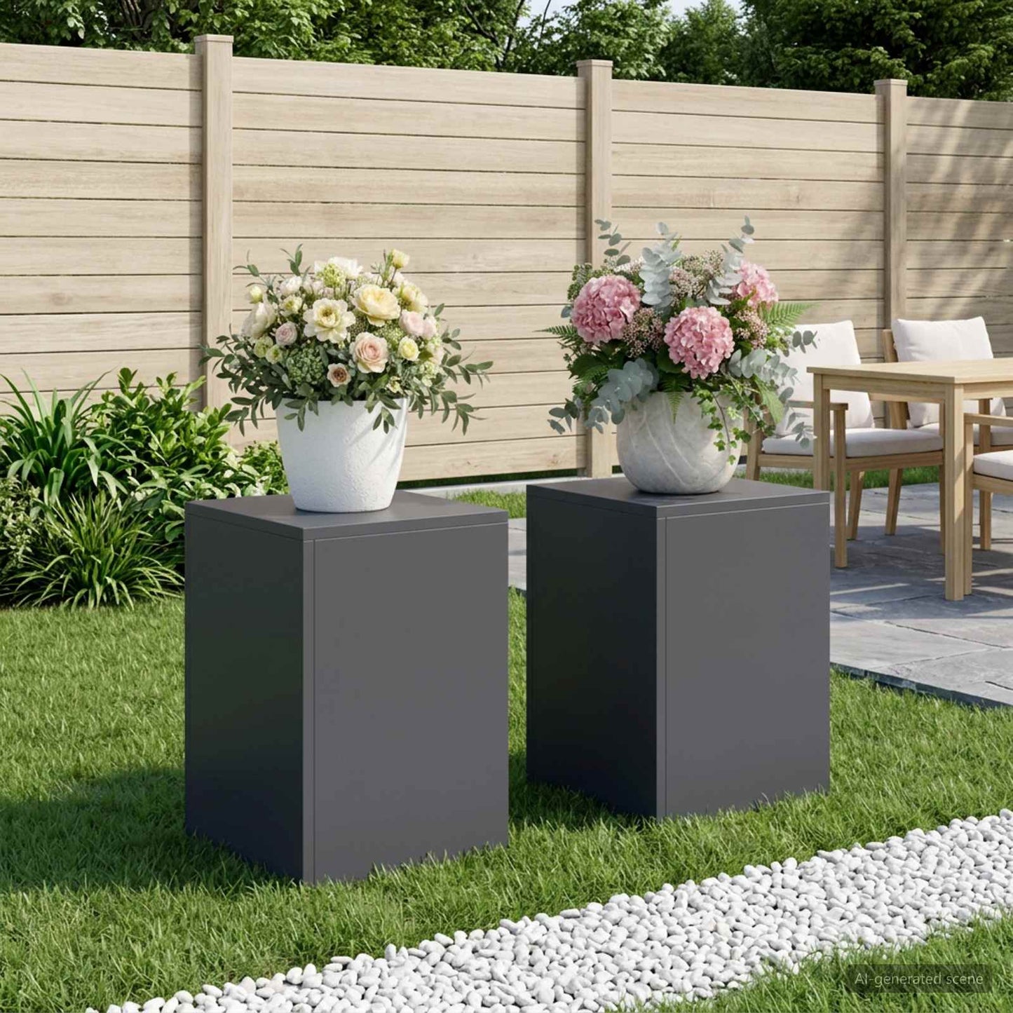 vidaXL Plant Stand 2 pcs Anthracite 30 x 30 x 40 cm Galvanised Steel