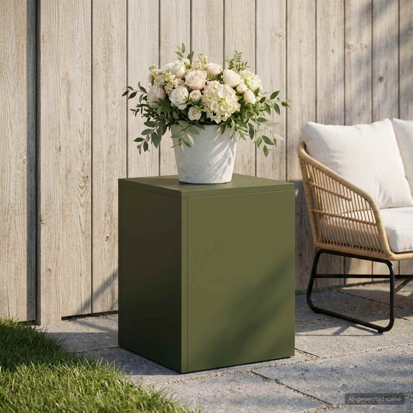 vidaXL Plant Stand Olive Green 30 x 30 x 40 cm Weathering Steel