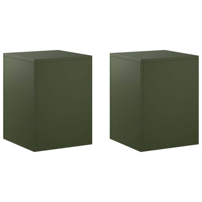 vidaXL Plant Stand 2 pcs Olive Green 30 x 30 x 40 cm Steel