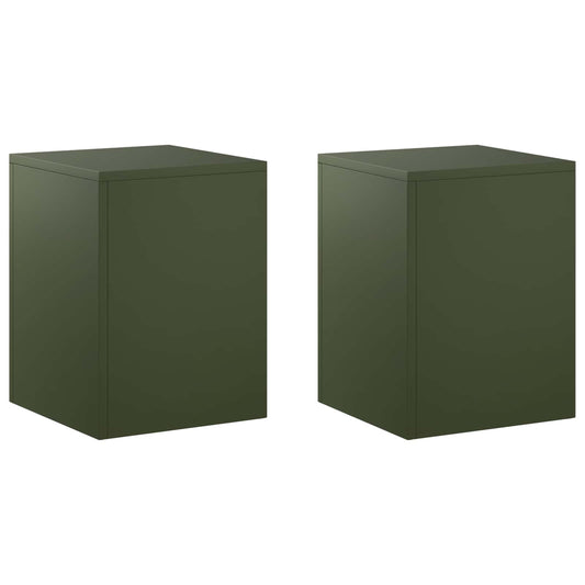 vidaXL Plant Stand 2 pcs Olive Green 30 x 30 x 40 cm Steel