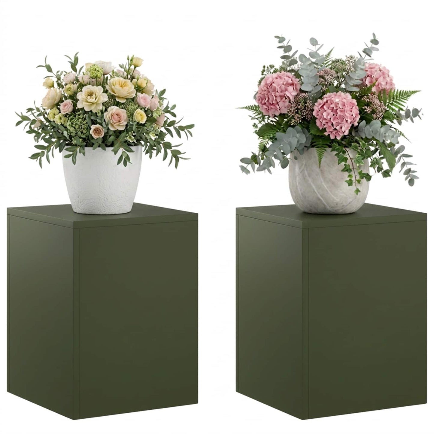 vidaXL Plant Stand 2 pcs Olive Green 30 x 30 x 40 cm Steel