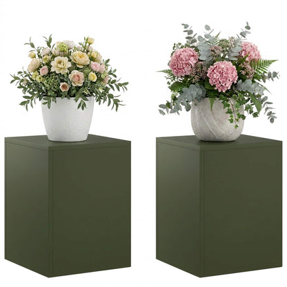 vidaXL Plant Stand 2 pcs Olive Green 30 x 30 x 40 cm Steel
